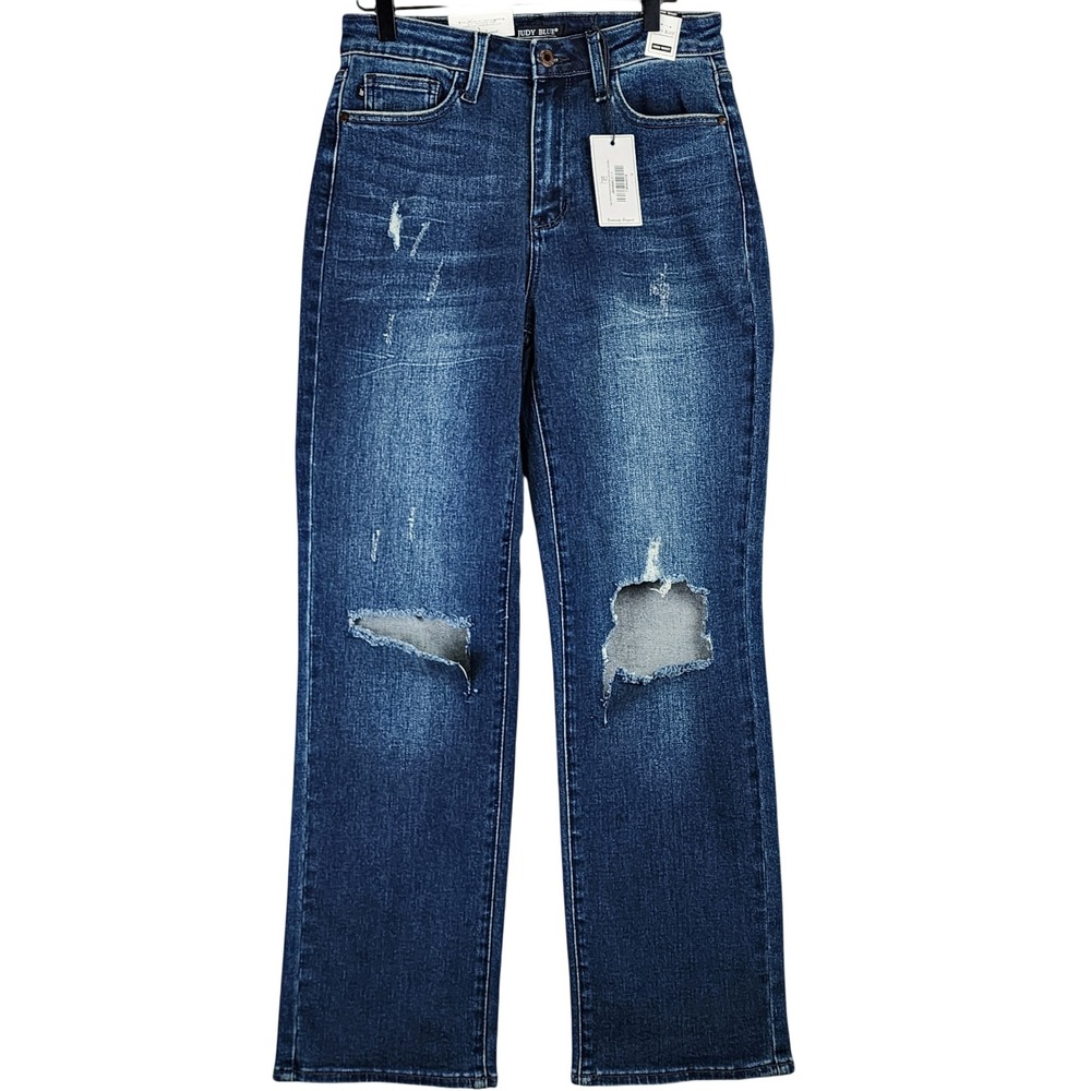 Judy‎ Blue High Waist Dad Jean Women 7/28 Dark Wash Relaxed Straight JB88680 DK